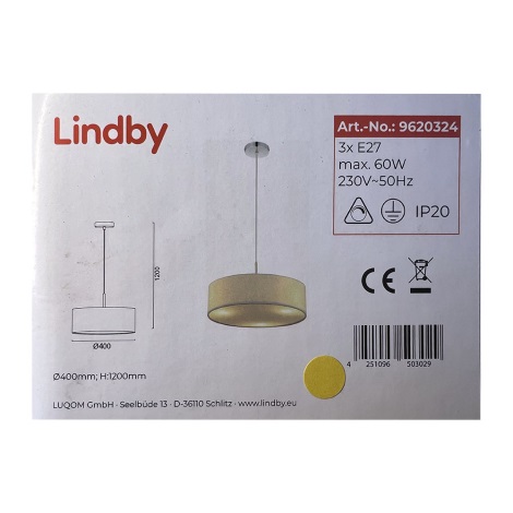 Lindby - Подвесная люстра SEBATIN 3xE27/60W/230V