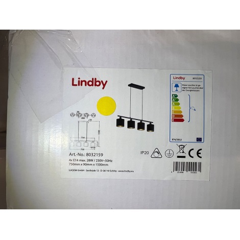Lindby - Подвесная люстра VASILIA 4xE14/28W/230V