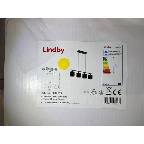 Lindby - Підвісна люстра VASILIA 4xE14/28W/230V