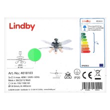 Lindby - Стельовий вентилятор зі світильником CEDRIK 5xE14/40W/230V