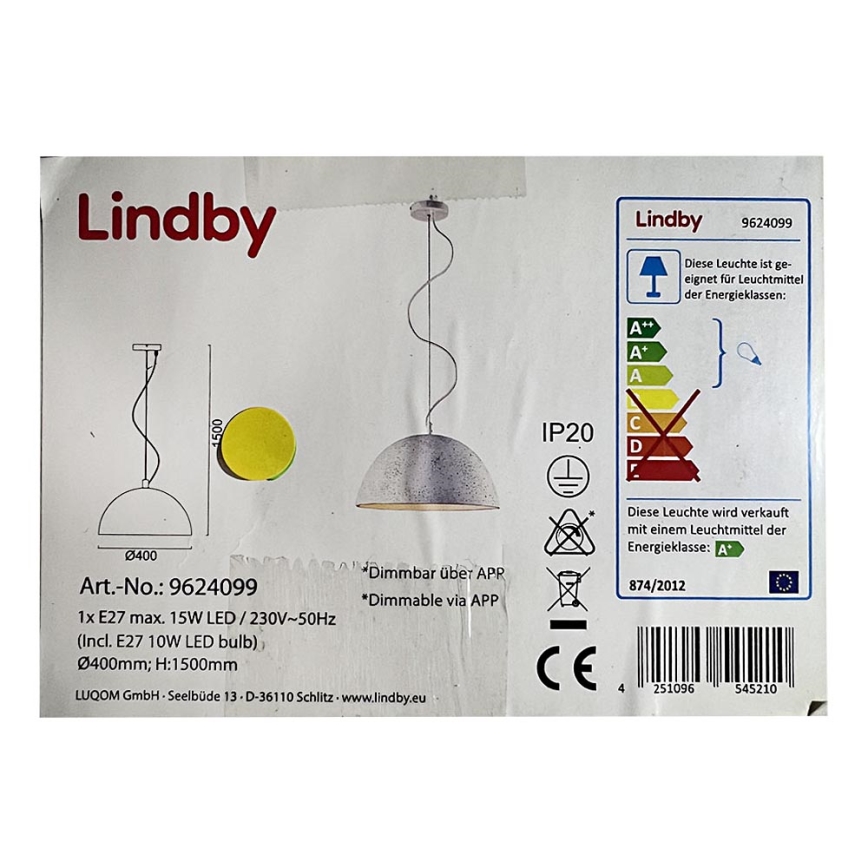 Lindby - Светодиодная подвесная RGB-люстра с регулированием яркости CAROLLE LED/10W/230V Wi-Fi Tuya