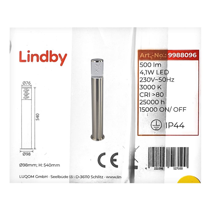 Lindby - Светодиодный уличный светильник BELEN LED/4,1W/230V IP44
