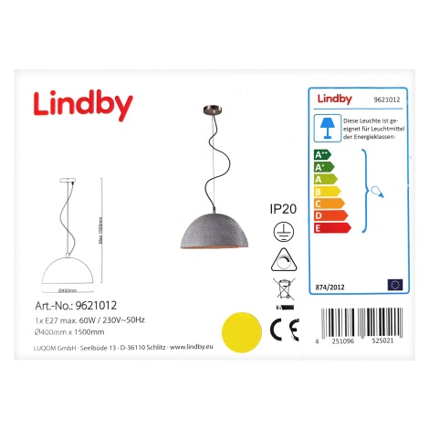 Lindby - Светодиодная подвесная RGBW-люстра с регулированием яркости CAROLLE 1xE27/10W/230V Wi-Fi Tuya
