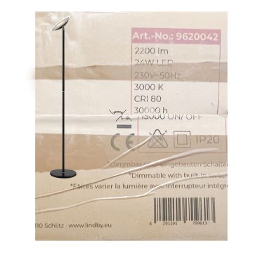 Lindby - Светодиодный торшер с регулированием яркости MALEA LED/24W/230V