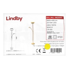 Lindby - Светодиодный торшер с регулированием яркости YVETA LED/20W/230V + LED/5W/230V