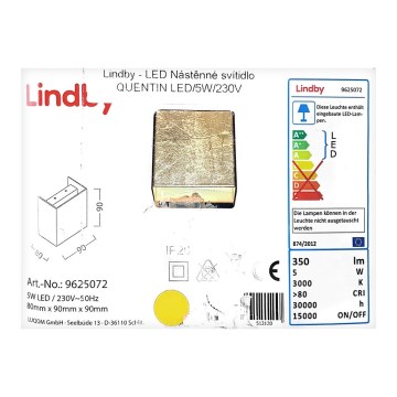 Lindby - Світлодіодний настінний світильник QUENTIN LED/5W/230V