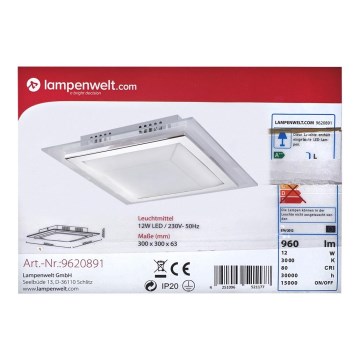 Lindby - Світлодіодний стельовий світильник ALESSIO LED/12W/230V