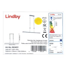 Lindby - Світлодіодна підвісна люстра з регулюванням яскравості SLADJA LED/24W/230V