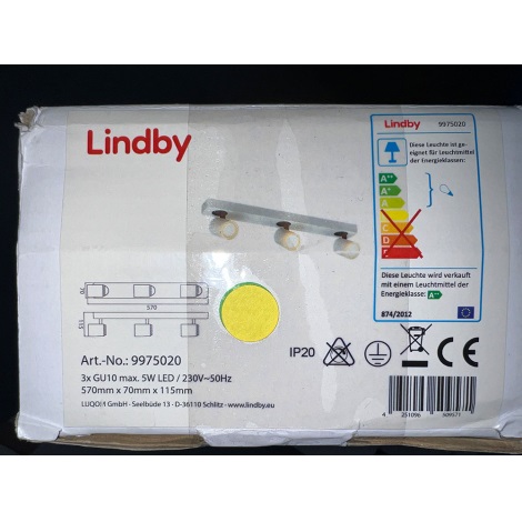 Lindby - Світлодіодний точковий світильник SEAN 3xGU10/5W/230V