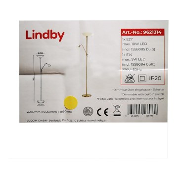 Lindby - Торшер JOST 1xE27/10W/230V + 1xE14/5W