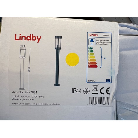 Lindby - Уличная лампа DJORI 1xE27/60W/230V IP44