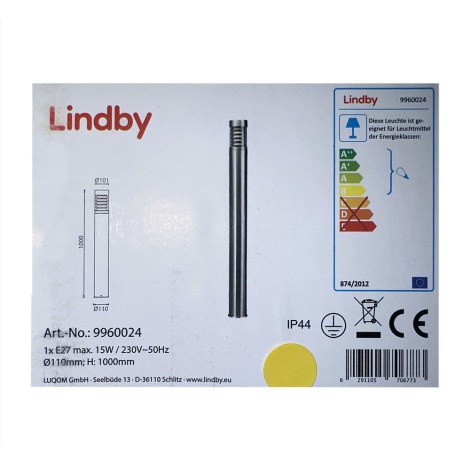 Lindby - Вулична лампа ENJA 1xE27/15W/230V IP44