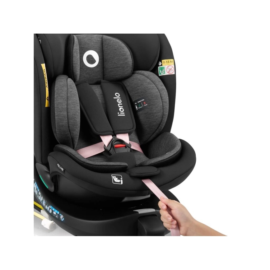 Lionelo - Автокресло с поворотным основанием NAVY i-Size 40-150 см черный/розовый