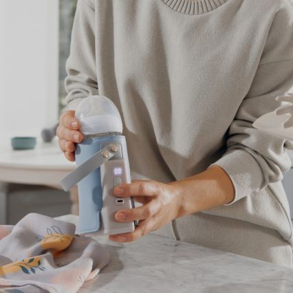 Lionelo - Акумуляторний підігрівач для пляшечок THERMUP GO PLUS 10W/5V синій/сірий