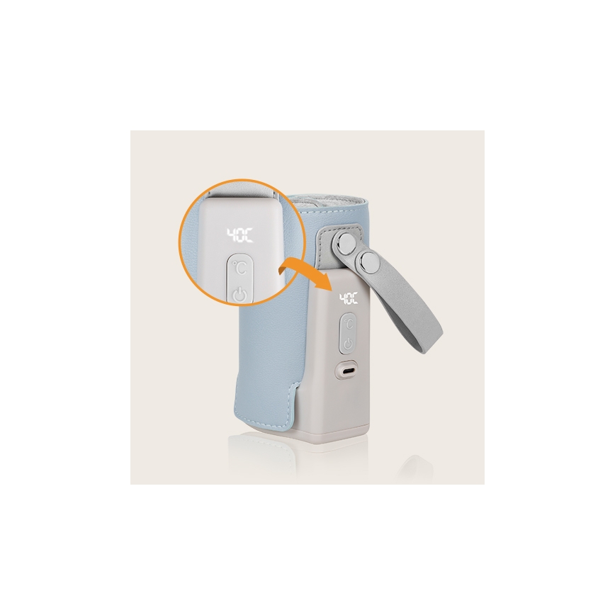 Lionelo - Акумуляторний підігрівач для пляшечок THERMUP GO PLUS 10W/5V синій/сірий