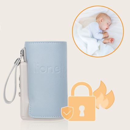 Lionelo - Акумуляторний підігрівач для пляшечок THERMUP GO PLUS 10W/5V синій/сірий