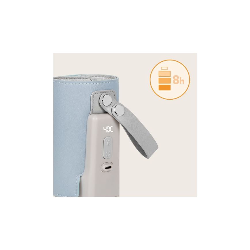 Lionelo - Акумуляторний підігрівач для пляшечок THERMUP GO PLUS 10W/5V синій/сірий