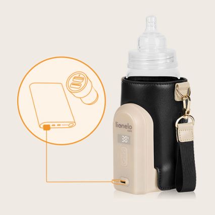 Lionelo - Аккумуляторный подогреватель для бутылочек THERMUP GO EVO 18W/5V черный/бежевый