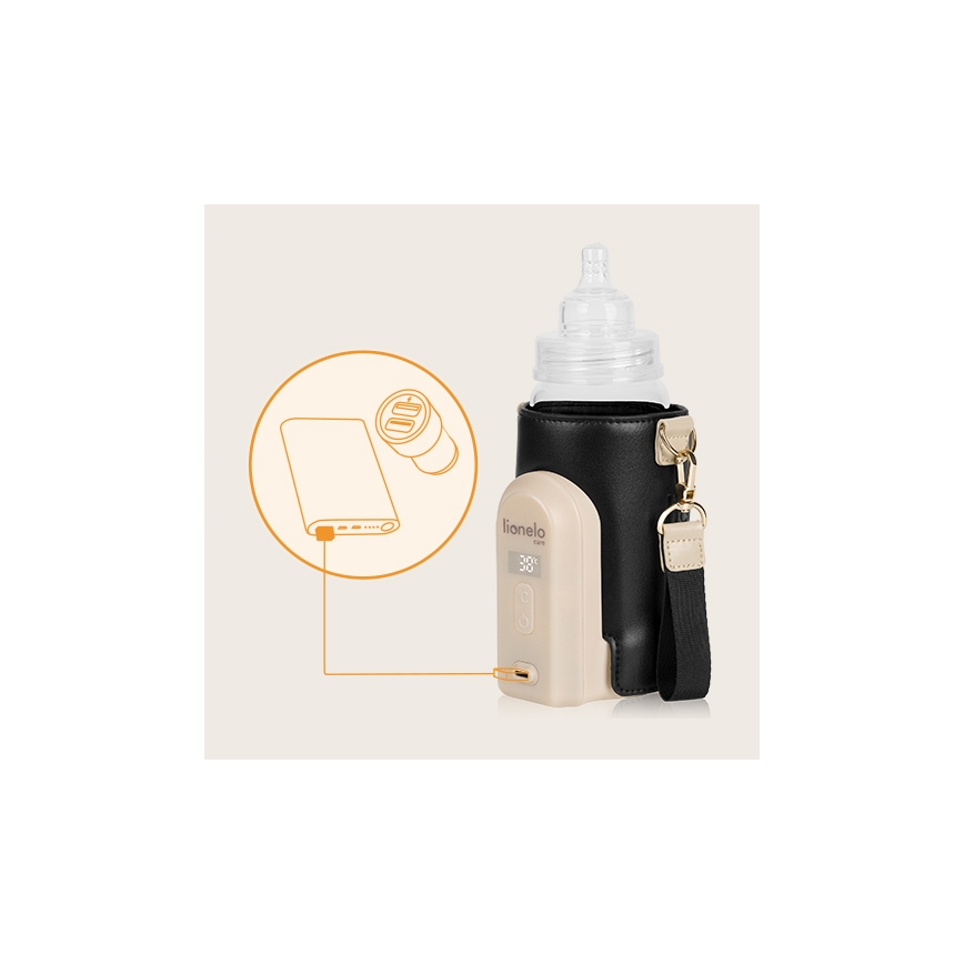 Lionelo - Аккумуляторный подогреватель для бутылочек THERMUP GO EVO 18W/5V черный/бежевый