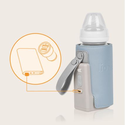Lionelo - Аккумуляторный подогреватель для бутылочек THERMUP GO PLUS 10W/5V синийе/серы