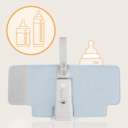 Lionelo - Аккумуляторный подогреватель для бутылочек THERMUP GO PLUS 10W/5V синийе/серы