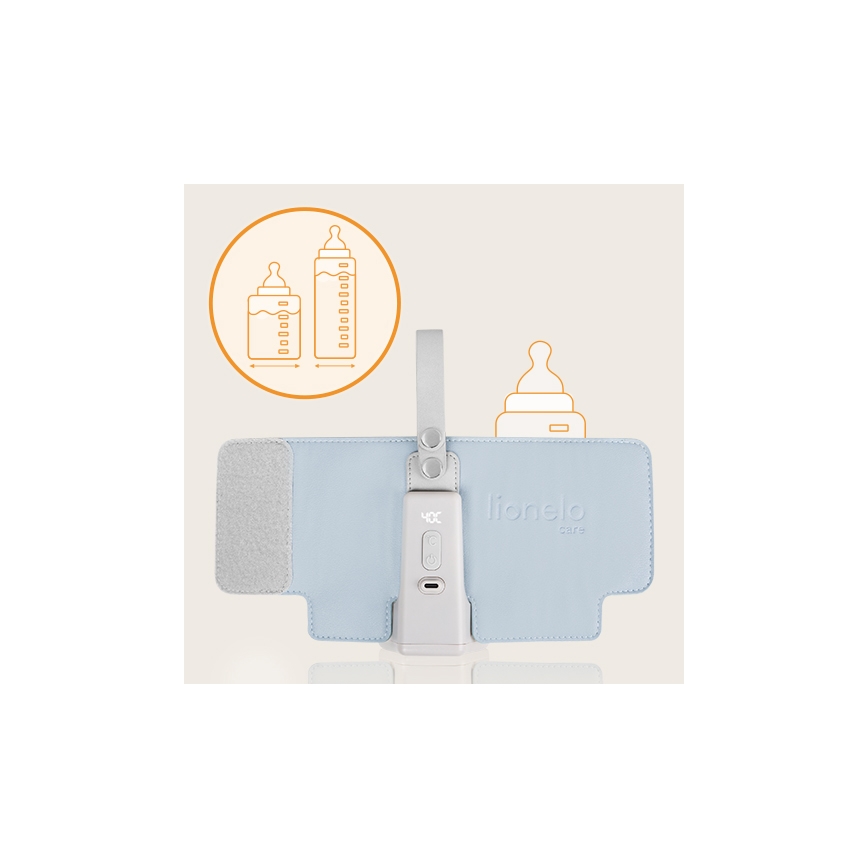 Lionelo - Аккумуляторный подогреватель для бутылочек THERMUP GO PLUS 10W/5V синийе/серы