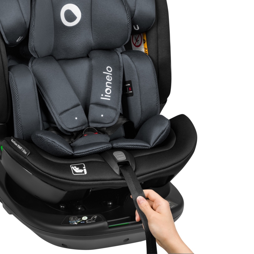 Lionelo BASTIAAN i-Size — автокрісло з поворотною базою, 40-150 см, колір сірий камінь