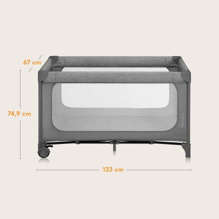 Lionelo - детская дорожная кроватка JASMIN EASY FOLD Grey Stone