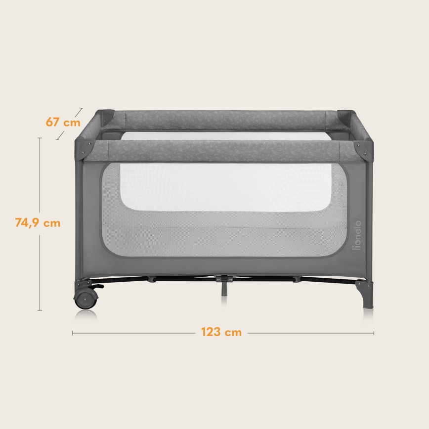 Lionelo - детская дорожная кроватка JASMIN EASY FOLD Grey Stone