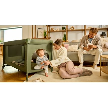 Lionelo - детская дорожная кроватка JASMIN EASY FOLD, оливковый
