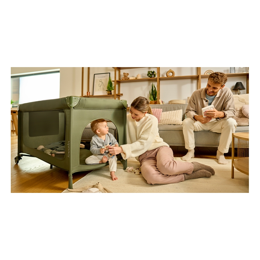 Lionelo - детская дорожная кроватка JASMIN EASY FOLD, оливковый