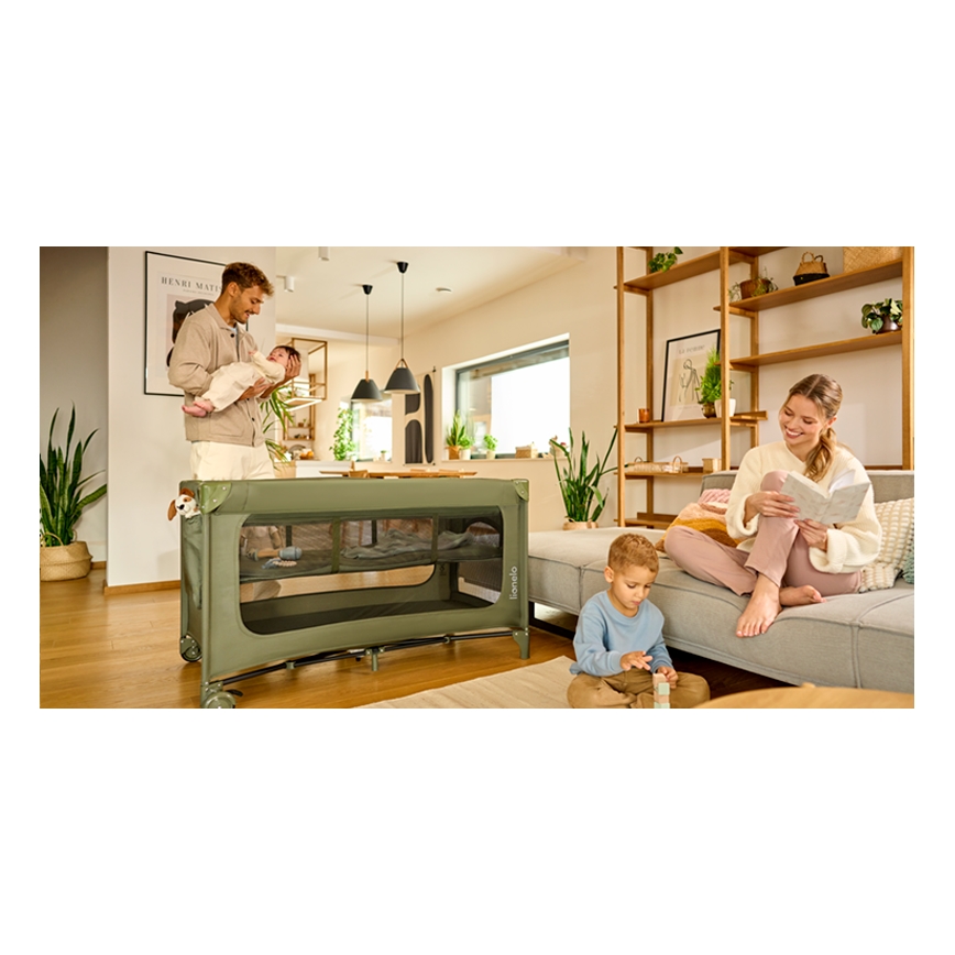 Lionelo - детская дорожная кроватка JASMIN EASY FOLD, оливковый