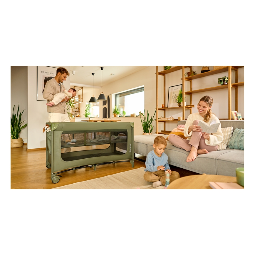 Lionelo - детская дорожная кроватка JASMIN EASY FOLD, оливковый