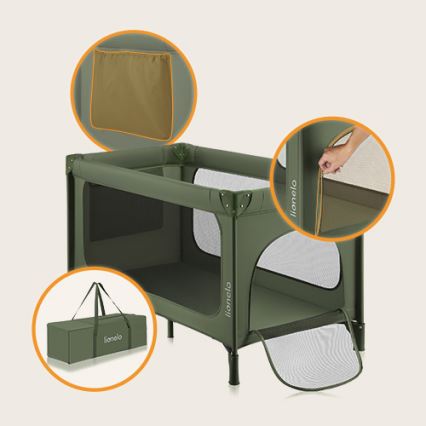 Lionelo - детская дорожная кроватка JASMIN EASY FOLD, оливковый