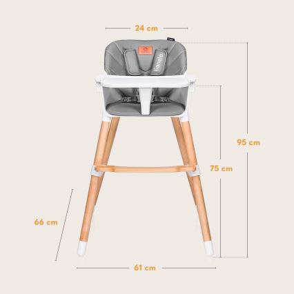Lionelo - Детский стульчик для кормления 2 в 1 KOEN Grey Stone