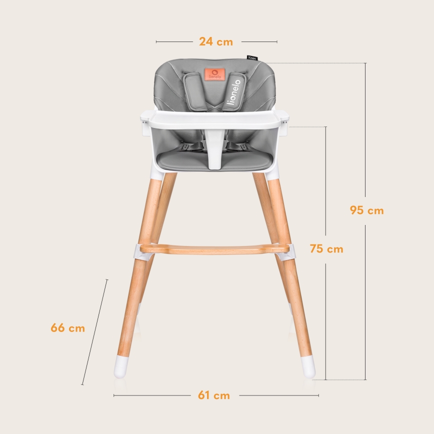 Lionelo - Детский стульчик для кормления 2 в 1 KOEN Grey Stone