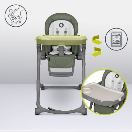 Lionelo - Детский стульчик для кормления CORA PLUS оливковый