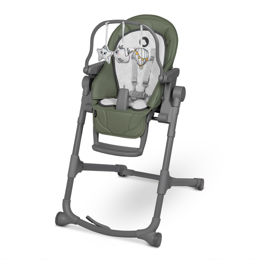 Lionelo - Детский стульчик для кормления CORA PLUS оливковый