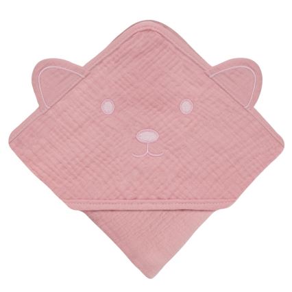 Lionelo - Детское полотенце с капюшоном MUSLIN HOODED TOWEL Розовое для малыша