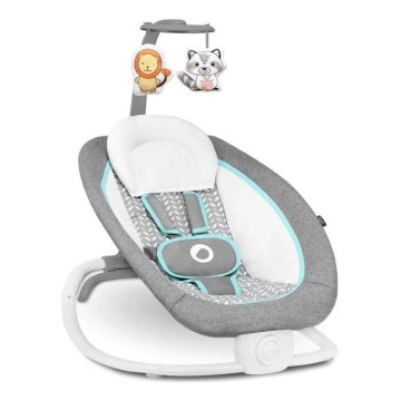Lionelo - Детское вибрирующее кресло-качалка с мелодией PASCAL 2xAA серый/бирюзовый