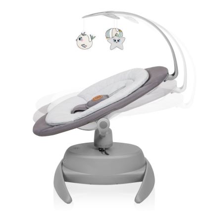 Lionelo - Детское кресло-качалка с мелодией MELL Grey Stone 4xAA + дистанционный пульт