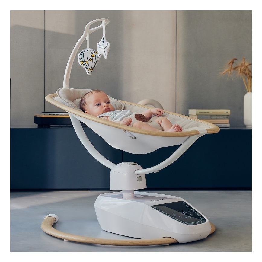 Lionelo - Детское кресло-качалка с мелодией OLIVIA Beige Natural + дистанционное управление
