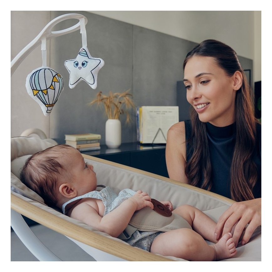 Lionelo - Детское кресло-качалка с мелодией OLIVIA Beige Natural + дистанционное управление