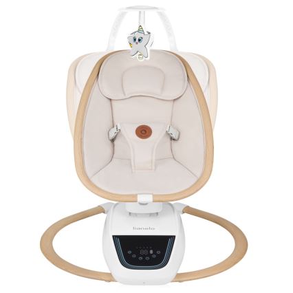 Lionelo - Детское кресло-качалка с мелодией OLIVIA Beige Natural + дистанционное управление