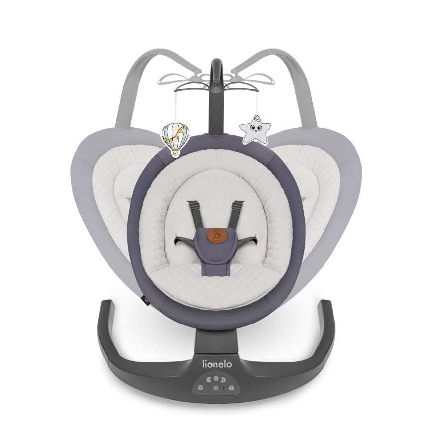 Lionelo - Детское кресло-качалка с мелодией RALF 4xAA Grey Graphite + пульт дистанционного управления