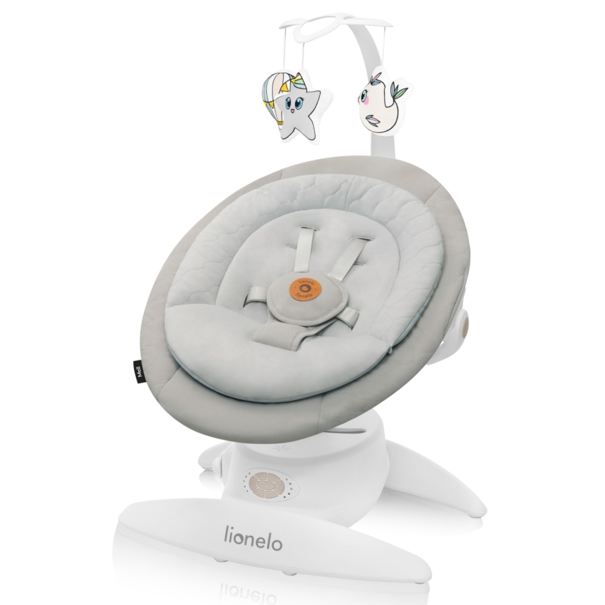 Lionelo - Дитяча гойдалка з мелодією MELL Beige Sand 4xAA + пульт дистанційного керування