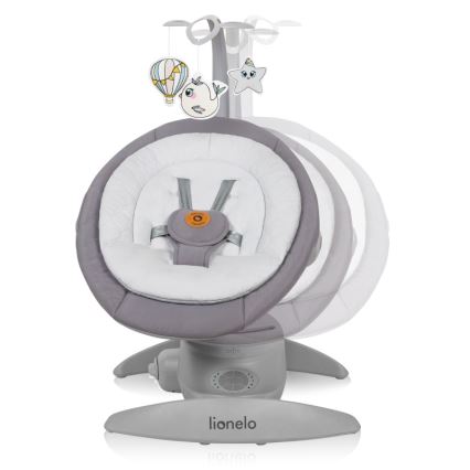 Lionelo - дитяча гойдалка з мелодією MELL Grey Stone 4xAA + пульт дистанційного керування