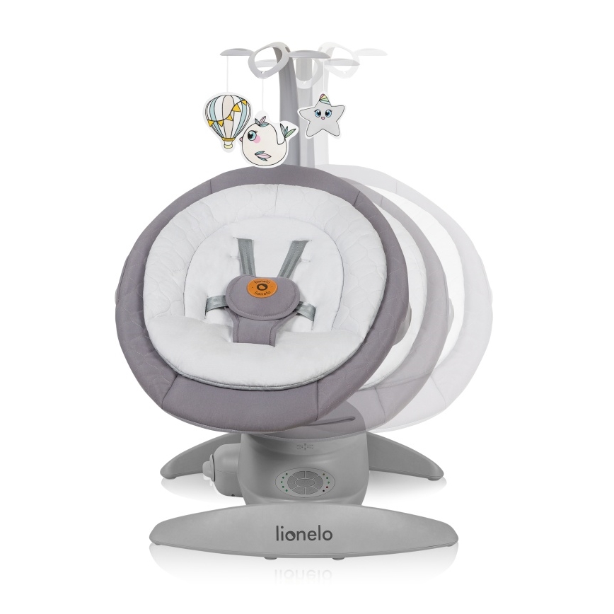 Lionelo - дитяча гойдалка з мелодією MELL Grey Stone 4xAA + пульт дистанційного керування