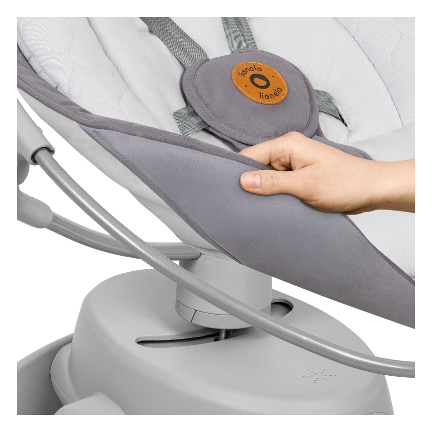 Lionelo - дитяча гойдалка з мелодією MELL Grey Stone 4xAA + пульт дистанційного керування