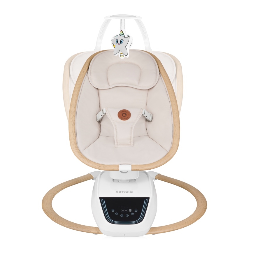 Lionelo - Дитяча гойдалка з мелодією OLIVIA Beige Natural + дистанційне керування